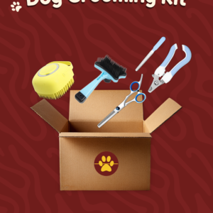 Dog grooming kit with brush, nail clipper, comb and pet care essentials